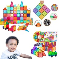 DUŻE KLOCKI MAGNETYCZNE KONSTRUKCYJNE KAFELKI 70 EL RAINBOW MAGNETIC TILES