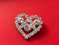 vintage piękna broszka serduszko z kryształków lata 50 prezent