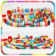 KLOCKI DREWNIANE EDUKACYJNE DOMINO UKŁADANKA KOLOROWE DUŻY ZESTAW 1139 EL.