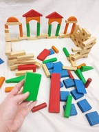 Zestaw drewniane klocki 104 sztuki do budowania