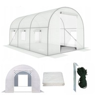 Tunel Foliowy Ze Stelażem Ogrodowy Biały Warzyw Kwiatów 4x2x2 8m² Duży