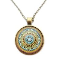 Wisiorek Mandala Radości naszyjnik łańcuszek retro boho medalion amulet zen