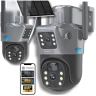 PODWÓJNA KAMERA SOLARNA WIFI IP SMART ZEWNĘTRZNA OBROTOWA QHD 6MP 3w1 ZOOM