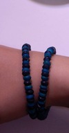 Niebieska czarna bransoletka łańcuszek handmade