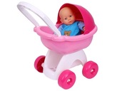 Wózek dla lalki do 36 cm z głębokim dachem i dolną torbą