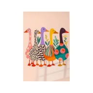 „Colorful Geese” – Ilustracyjny Plakat Dekoracyjny