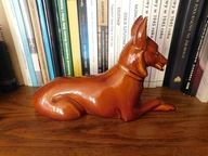 Figurka duży pies wilczur 29,5 cm długości - unikat