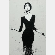 Kobieta w tańcu abstrakcja obraz olejny na płótnie 55x80 farba wydruk art