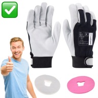 RĘKAWICE ROBOCZE OCHRONNE MONTERSKIE SKÓRZANE BIAŁE WYTRZYMAŁE | ARDON EASY