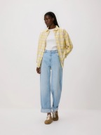 RESERVED koszula flanelowa w kratę oversize jasnożółta S
