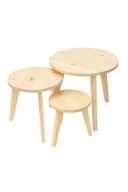 Zestaw 3 drewnianych stolików kawowych naturalna sosna