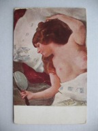 TADEUSZ OKOŃ NAGA DZIEWCZYNA Z LUSTERKIEM AKT EROTYKA przedw. POCZTÓWKA