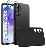ETUI DO SAMSUNG GALAXY A55 CASE MATOWE OBUDOWA PLECKI CZARNY + SZKŁO