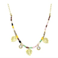 61780 Celebrytka złota stal chirurgiczna monstery cyrkonie koraliki