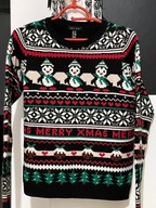 Ś Sweter New Look świąteczny Bożonarodzeniowy pingwiny choinki prezenty M
