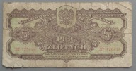 5 złotych z 1944 roku seria BT , obowiązkowym , z wczesnego PRL-u