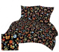 Pościel kora lux 140x200 + 1x70x80 guzik K 273-1 łowicz czarny kogucik