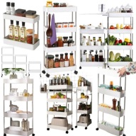 PÓŁKA ŁAZIENKOWA SZAFKA KUCHENNA REGAŁ MOBILNY NA KÓŁKACH 4 POZIOMY BIAŁA