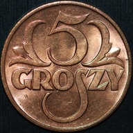 5 groszy 1939 - menniczy egzemplarz kolor RD