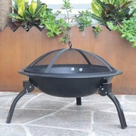 Grill Palenisko Ogrodowe Stalowe 55 cm z Pokrywą do Ogniska Kociołka Czarne
