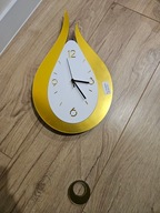 Nowoczesny zegar ścienny, akrylowy wahadłowy wzór kropli wody złoty