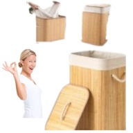 KOSZ NA PRANIE BAMBUSOWY DUŻY NA ZABAWKI ZAMYKANY POJEMNIK DUŻY 72L KUFER