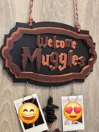 Tabliczka „Welcome Muggles” z 3 uchwytami 3D