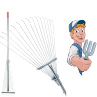 GRABIE DO LIŚCI DO TRAWY BEGRIS DOM I OGRÓD METALOWE 62 CM X 160 CM