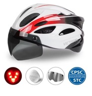 KASK Rowerowy REGULOWANY 57-62 cm M/L rower MĘSKI DAMSKI SZYBA LED biały