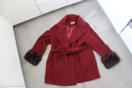 PER UNA płaszczyk jesienny futerko bordowy 44
