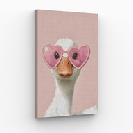 Obraz na płótnie 30x40 Różowe Spojrzenie Gęsi humor | Pomysł na prezent