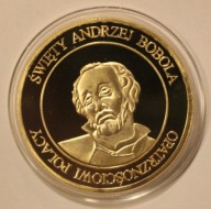 ŚWIĘTY ANDRZEJ BOBOLA - NUMIZMAT ZŁOCONY + ETUI z OPISEM NUMIZMATU