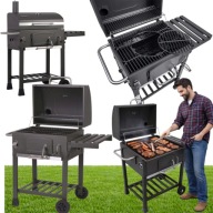 GRILL WĘGLOWY OGRODOWY KOMIN ŻELIWNY RUSZT 57 x 43cm+TERMOMETR DUŻY TRWAŁY