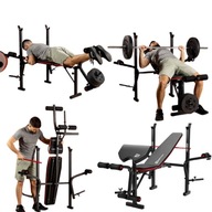 ŁAWKA TRENINGOWA WIELKOFUNKCYJNA REGULOWANA ZE STOJAKAMI DO ĆWICZEŃ SZTANGA