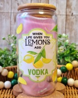 Szklanka 500 ml do drinków z pokrywką i słomką vodka lemoniada prezent