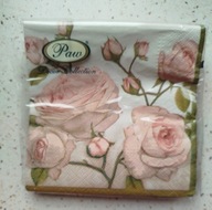 Serwetki papierowe motyw roślinny RÓŻOWE RÓŻE 17 szt. dla WOŚP