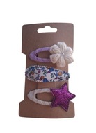 Spinki do włosów szydełkowy kwiatek gwiazdka fiolet beż 3 szt.