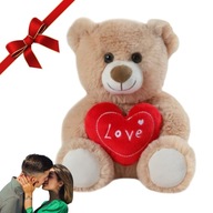 DUŻY MISIEK MIŚ PLUSZOWY Z SERCEM LOVE PLUSZAK NA PREZENT WALENTYNKI 25 CM