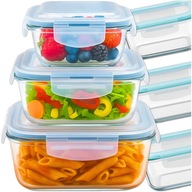 POJEMNIK SZKLANY NA ŻYWNOŚĆ LUNCHBOX ZESTAW 3SZT ŻAROODPORNE SZCZELNE