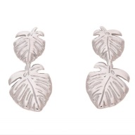 66046 Kolczyki srebrna stal chirurgiczna liście monstery