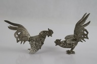 UNIKAT ANTYK Para Walczących kogutów PLATER