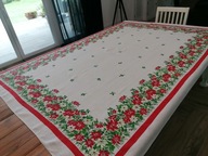 LNIANY ŚWIĄTECZNY OBRUS OSTROKRZEW GWIAZDA BETLEJEMSKA 150 x 205 CUDNY