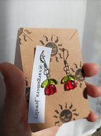 Kolczyki szklane tulipany - ręcznie wykonane, stal nierdzwena