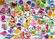 NAKLEJKI PIANKOWE z Metalicznymi Elementami 100 szt OCEAN RYBKI