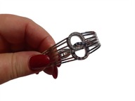 Bransoletka Srebrna Sztywna Koła Cyfry Rzymskie Cyrkonie Stal Chirurgiczna