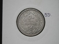 Liban 50 piastrów 1952 - drzewo cedrowe - srebro