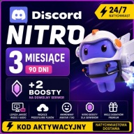 DISCORD NITRO | 3 MIESIĄCE | + 2 BOOSTY | KOD | 24/7 | NATYCHMIAST