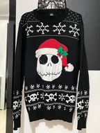 Ś Sweter świąteczny straszący Mikołaj śnieżynki duże XS