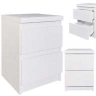 SZAFKA NOCNA BIAŁA DWIE SZUFLADY 30 cm STOLIK NOCNY MATOWY ŁATWY MONTAŻ