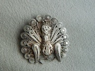 SREBRNA BROSZKA FILIGRAMOWA PAW SREBRO 900